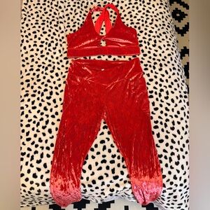 Fabletics Hot Pink Crushed Velvet Set